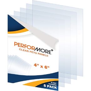 Performore 5 Pack of 4x6 Inch Plexiglass Sheet with Protective Film, 0.04" Thick PETG Panels, Clear Acrylic Plastic Sheet for Picture Frame, Invitations, Cricut