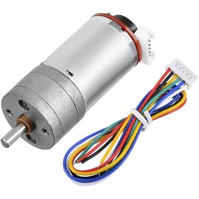 uxcell Gear Motor with Encoder DC 12V 463RPM Gear Ratio 9.28:1 D Shaft Metal Encoder Gear Motor Silver 25Dx48L mm for Robot RC Model DIY Engine