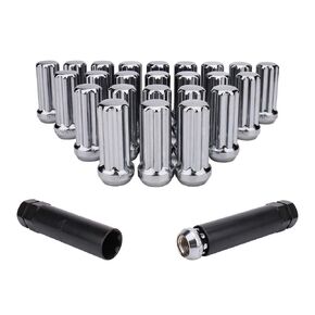 IRONTEK 24PCS 14x1.5 Spline Black Lug Nuts (2" Tall) with 2 7-Spline Lug Nuts Key for Chevy GMC Silverado Sierra 1500