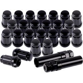 SCITOO M12x1.5 Wheel Lug Nuts,24PCS with 2 Keys Lug Nuts Black, Spline for Drive Close End Socket Key, 12mmx1.5 Thread 35mm Tall Fits for Toyota Tacoma Tundra FJ Cruiser 1997-2016