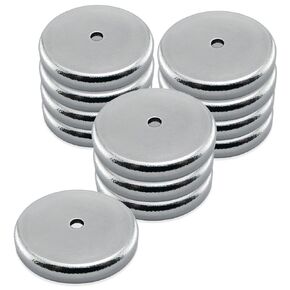 Master Magnetics Ceramic Round Base Magnet - 1.21" Diameter, 0.180" Thick, 0.133" Center Hole, 11 lb. Pull, Nickle Plated, Pack of 12, RB20CCERX12