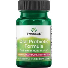 Swanson Oral Probiotic Formula - Oral and Immune System Health - Natural Strawberry Flavor 30 Chwbls