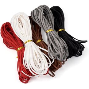 Fashewelry 20 Yards 5mm Suede Leather Cords 20 Colors Flat Velvet Cord Leather Strips for Necklace Bracelet Dream Catcher Jewelry Making