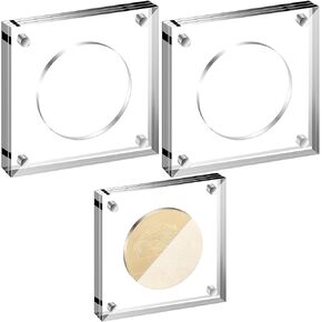 2 Pack Acrylic Coin Display Frame - Square Shape, 1.75 Inch, for Collectors, Military, Antique Coin