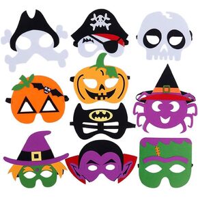 USUKUSI 10 PCS Halloween Masks Party cartoon Design Felt Cosplay Mask Masquerade，Halloween Masks Dress-Up Party Accessory Theme Birthday Party Supplies
