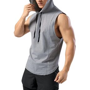 Verdusa Men's Sleeveless Hooded Tank Top Workout Hoodies Shirts
