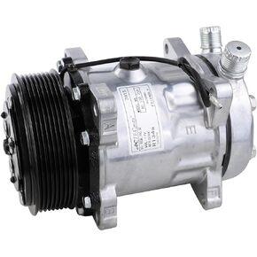 ACTECMAX Universal A/C Compressor with Black 8PK Clutch SD 7H15 for Refrigerant R134A 12V