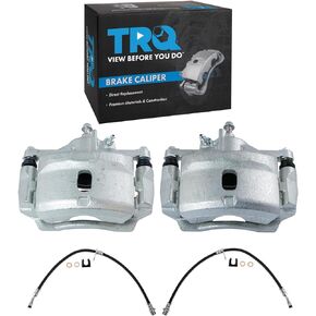 TRQ Front Brake Caliper & Hose Set Compatible with 2006-2011 Honda Civic