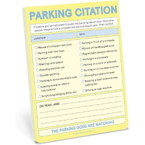 Knock Knock Parking Citation Nifty Note Pad: Fake Parking Ticket Pad (Pastel Yellow), 4 x 5.25-Inches