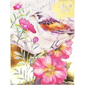 Punch Studio Pink Floral Bird Pocket Notepad (44657)