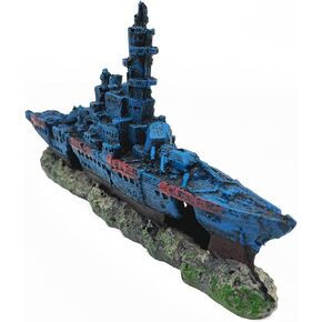 J-star Fish Tank Decorations, Shipwreck Ship Aquarium Decor, Aquarium Fish Tank Landscape Decoration Resin Ornaments