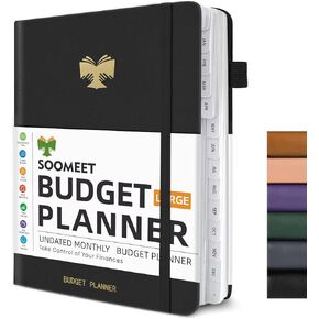 Budget Planner with Monthly Tabs,Large Size, Budgeting Journal and Budget Book to Control Your Money, Hardcover (Black)