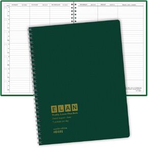 Elan Publishing Company Dated Teacher Lesson Plan 7 Period: Days Horizontally Across The Top Dated for 2024-2025 Academic Year (Green)