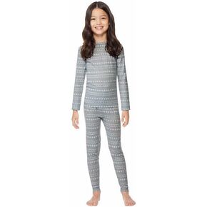 32 Degrees Kids' Heat Long Sleeve Crew Neck + Legging Set (L-12/14, Grey Snow Flake)