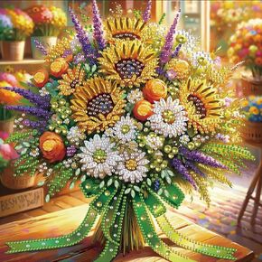 Acudotr Diamond Painting Kits for Adults, 5D Special Shape Diamond Art Kits for Beginners, Crystal Rhinestones Diamond Painting for Home Wall Decoration, Flower, 12×12 Inch