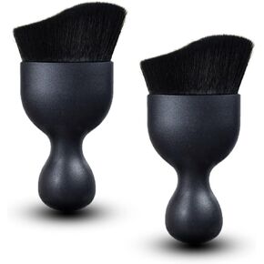 1 PC Car Detailing Brush Car Interior Cleaning Soft Brush Automotive Air Conditioner Brush, Curved Design Dirt Dust Clean Brushes for Cleaning Air Vent, Dashboard, Engines, Computer (Black)