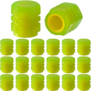 PAGOW Tire Valve Stem Caps for Car, 20PCS Noctilucous Tire Air Caps Cover, Illuminated Auto Wheel Valve Stem Cap, Car Accessories Universal for Car, Truck, SUV, Motorcycles, Bike (Yellow,Green)
