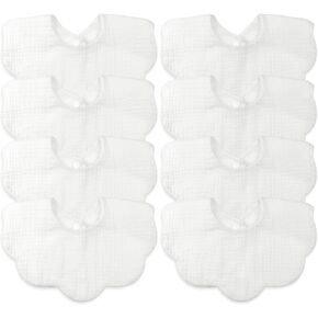 8PCS Baby Bibs Muslin Drooling Bibs for Baby Girl Boy 4-Layer 100% Muslin Cotton Teething Bibs Absorbent&Soft&Breathable Scarf Muslin Bibs Baby Drool Bibs