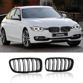 AIVDIG F30 Grille Grill، واقيات شبكة ABS للكلية الأمامية لعام 2012 2013 2014 2015 2016 2017 2018 BMW 3-Series F30 F31 F35 328i 335i 320i 330i 340i (شرائح سوداء لامعة مزدوجة) in Kuwait