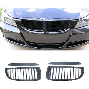 Ricoy Pair Front Hood Kidney Grille For BMW 2005-2008 E90 E91 325i 328i Sedan Wagon 4 Door (Gloss Black)