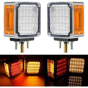 60 مصباح LED مزدوج الوجه من مصابيح الركيزة باللون الكهرماني/الأحمر لإيقاف مقطورة الشاحنة الذيل وأضواء إشارة الانعطاف مع أضواء التخليص المنعكس الجانبي وعدسة واضحة 3 مسامير مثبتة على أضواء العلامات الجانبية in Kuwait