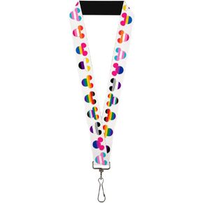 Disney Lanyard, Mickey Mouse Ears Icon Pride Flags White, Elastic