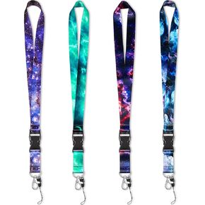 4 Pcs Starry Sky Neck Lanyards Detachable Key ID Badge Holder Lanyards with Release Buckle for Teacher Teens (Stylish Style)