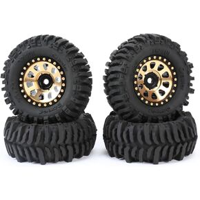 RCAWD 1.0 Brass Wheel and Tire Beadlock Rim for Axial 1/24 SCX24 Series Upgrades Part BB