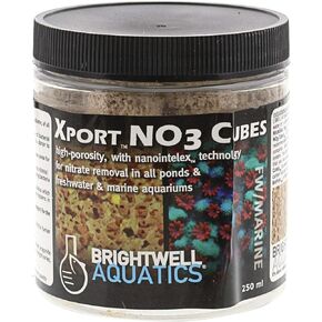 مكعبات Brightwell Aquatics Xport-NO3 - مكعبات ½ بوصة، مطلية بالكبريت، وسائط إزالة النتروجين النشطة، 250 مل (XPCubeN250)