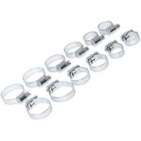 Luxxii (12 pcs) Hose Clamp Set Rust Resistant Zinc Plated Adjustable 8-25mm Range Worm Gear Hose Clamps, Fuel Line Clamp