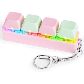 Keyboard Fidget Toy for Adults Keyboard Clicker with LED Light Keychain Fidget Stress Relief Sensory Toy