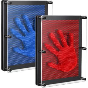 Jenaai 2 Pack Extra Large 3D Pin Art Board Toy 10 x 8 Inch Plastic Pin Art Board Sensory Toy Stress Relief Fidget Toy for Boys Girls Adult Creative Fidgets Christmas Birthday Gifts, (Red and Blue)