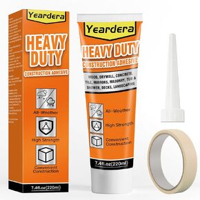 Construction Adhesive Heavy Duty, 7.4 Ounce Tile Adhesive Squeeze Tube, Cement Glue for Concrete, Tile, Floor, Stone, Wood, Wall & More