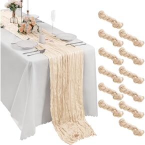 Bailarina 12 Pack Cheesecloth Table Runner 17x108 Inch Long Gauze Cheese Cloth 9ft Wrinkled Sheer Table Runner for Wedding Reception Birthday Party Table Decoration (Grey Green)