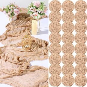 Shimeyao 24 Pcs Gauze Table Runner Bulk, 120 Inch Cheesecloth Table Cloth 10FT, Holiday Rustic Table Runner Boho Wedding Table Cloth Long Table Runner for Dinner Decoration Baby Shower (Terracotta)