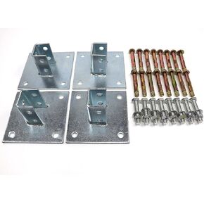 Post Base 4 Pack with Expansion Screws and Bolts for 1-5/8" Strut,Post Base Channel 4 Hole Square Galvanized Steel Rustproof for All 1-5/8" Single Strut Channel (Long Mounting Hole of Base) in Kuwait