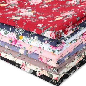 8 Pieces 19 x 20 Inch Vintage Floral Fabric Cotton Precut Fabric Decorative Quilting Fabric by The Yard Feminine Nostalgic Romantic Flowers Print for Sewing Crafting DIY Making Home Decor