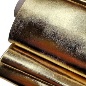 Metallic Faux Leather Vinyl Gold PU leather for leather craftsilver soft Faux Leather Fabric Bow Earrings Making DIY Craft (Gold)