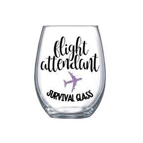 Funny Flight Attendant Gifts for Women Graduation Idea Stemless Wine Glass Present Her 0078