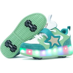 Jumpeak Roller Shoes with 16 LED Combinations for Girls Boys Roller Sneakers with 4-Wheels USB Rechargeable for Christmas Birthday Children Party Show Gift