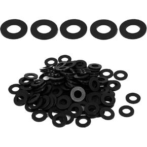 Nylon Round Flat Washers for M6 Screw Bolt,12mm OD 1.5mm Thick Black 100Pcs (M6 x 12 x 1.5mm)
