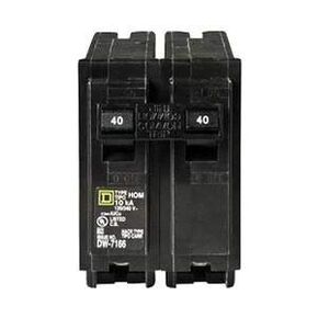 Square D HOM240 Plug-in Mount Standard Miniature Circuit Breaker 2-Pole 40 Amp 120/240 Volt AC Homeline. Schneider Electric/Square D Comp. Boxed of 2