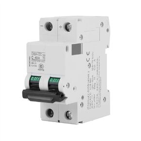 2P C65H-DC 250V DC Miniature Circuit Breaker DIN Rail Photovoltaic Switch for Solar Panels Grid System White(40A) (25A)