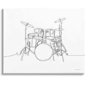 Stupell Industries Drum Kit Musician Line Doodle Canvas Wall Art, Design by Kamdon Kreations