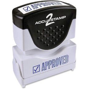 ACCU-STAMP2 Message Stamp with Shutter, 1-Color, APPROVED, 1-5/8" x 1/2" Impression, Pre-Ink, Blue Ink (035575)
