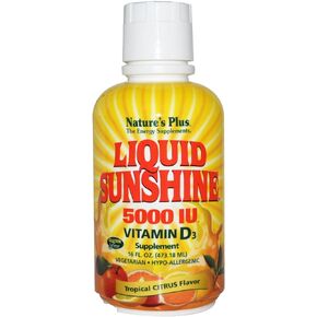 Natures Plus Liquid Sunshine Vitamin D3-5000 IU, 16 fl oz - Delicious Tropical Citrus Flavor - Bone Health, Heart Health & Immune System Support Supplement - Gluten Free - 32 Servings