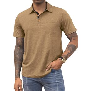 RQP Casual Polo Shirts for Men Short Sleeve Quick Dry Polo Shirts Collared T-Shirt