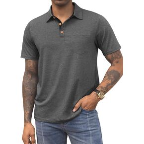 RQP Casual Polo Shirts for Men Short Sleeve Quick Dry Polo Shirts Collared T-Shirt