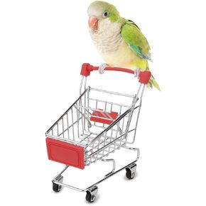 Hypeety Mini Shopping Handcart Trolley Bird Parrot Pet Intelligence Utility Cart Mode Storage Toy Decoration Toys (Purple)