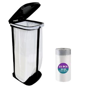 Portable Trash Bag Holder Collapsible Trash can with 25 PCS Drawstring Trash Bags | Expandable Outdoor Waste Bins Camping Accessories for Indoor Outdoor RV Picnic Kitchen Home Use | Blue Cover